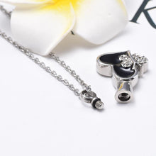 Load image into Gallery viewer, Butterfly &amp; Heart Cremation Urn Necklace With Rhinestones