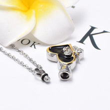 Load image into Gallery viewer, Butterfly &amp; Heart Cremation Urn Necklace With Rhinestones