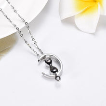 Load image into Gallery viewer, Cat &amp; Crescent Moon Cremation Urn Necklace