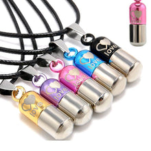 Load image into Gallery viewer, Colored Cylinder Love Cremation Urn Necklace