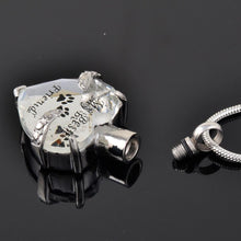 Load image into Gallery viewer, Crystal Heart Pendant Pet Cremation Urn Necklace Etched "My Best Friend"