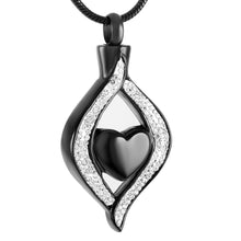 Load image into Gallery viewer, Crystal Teardrop With Heart Cremation Urn Necklace With Rhinestones
