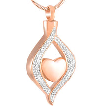 Load image into Gallery viewer, Crystal Teardrop With Heart Cremation Urn Necklace With Rhinestones