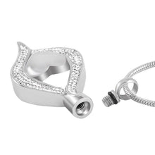 Load image into Gallery viewer, Crystal Teardrop With Heart Cremation Urn Necklace With Rhinestones