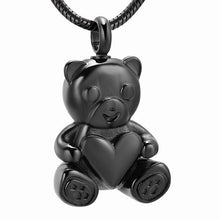 Load image into Gallery viewer, Cute Teddy Bear With Heart Cremation Urn Necklace