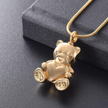 Load image into Gallery viewer, Cute Teddy Bear With Heart Cremation Urn Necklace