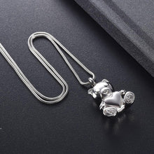 Load image into Gallery viewer, Cute Teddy Bear With Heart Cremation Urn Necklace