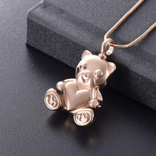 Load image into Gallery viewer, Cute Teddy Bear With Heart Cremation Urn Necklace