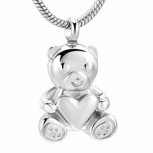 Load image into Gallery viewer, Cute Teddy Bear With Heart Cremation Urn Necklace