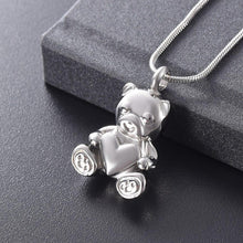 Load image into Gallery viewer, Cute Teddy Bear With Heart Cremation Urn Necklace