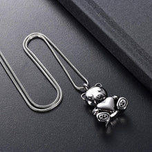 Load image into Gallery viewer, Cute Teddy Bear With Heart Cremation Urn Necklace