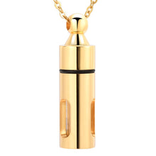 Load image into Gallery viewer, Cylinder Cremation Urn Necklace With Glass Vial