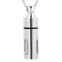 Load image into Gallery viewer, Cylinder Cremation Urn Necklace With Glass Vial