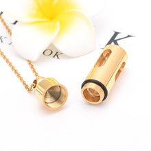 Load image into Gallery viewer, Cylinder Cremation Urn Necklace With Glass Vial