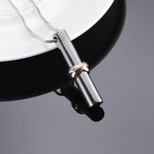 Load image into Gallery viewer, Cylinder Cremation Urn Necklace With Infinity Band Engraved "Together Forever In Loving Memory"