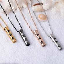 Load image into Gallery viewer, Cylinder Cremation Urn Necklace With Paw Prints