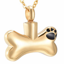 Load image into Gallery viewer, Dog Bone With Paw Print Cremation Urn Necklace