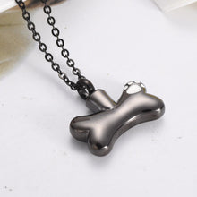 Load image into Gallery viewer, Dog Bone With Paw Print Cremation Urn Necklace