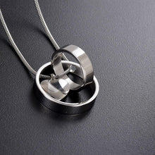 Load image into Gallery viewer, Dual Circle Around Heart Cremation Urn Necklace