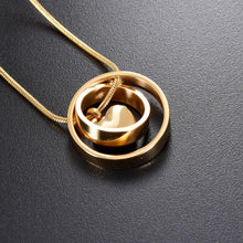 Load image into Gallery viewer, Dual Circle Around Heart Cremation Urn Necklace
