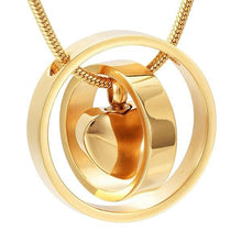 Load image into Gallery viewer, Dual Circle Around Heart Cremation Urn Necklace