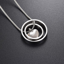 Load image into Gallery viewer, Dual Circle Around Heart Cremation Urn Necklace
