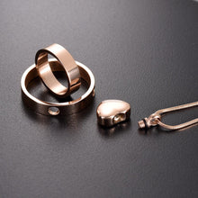 Load image into Gallery viewer, Dual Circle Around Heart Cremation Urn Necklace