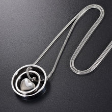 Load image into Gallery viewer, Dual Circle Around Heart Cremation Urn Necklace