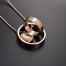 Load image into Gallery viewer, Dual Circle Around Heart Cremation Urn Necklace