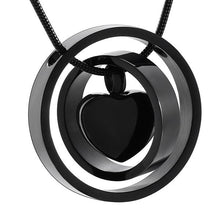 Load image into Gallery viewer, Dual Circle Around Heart Cremation Urn Necklace