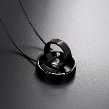 Load image into Gallery viewer, Dual Circle Around Heart Cremation Urn Necklace