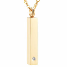 Load image into Gallery viewer, Gold Column With Rhinestone Cremation Urn Necklace