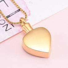 Load image into Gallery viewer, Gold Heart Shaped Cremation Urn Necklace With Silver Hearts