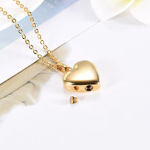 Load image into Gallery viewer, Gold/Silver Highly Polished Heart Cremation Urn Necklace