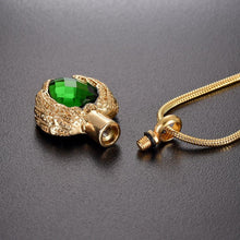 Load image into Gallery viewer, Golden Angel Wings Heart Cremation Urn Necklace With Gemstone