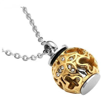 Load image into Gallery viewer, Golden Butterfly Flower Lantern Cremation Urn Necklace