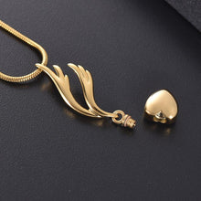 Load image into Gallery viewer, Heart &amp; Angel Wing Cremation Urn Necklace