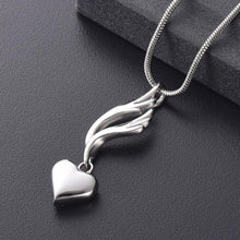 Load image into Gallery viewer, Heart &amp; Angel Wing Cremation Urn Necklace