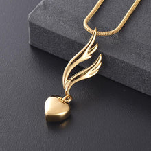 Load image into Gallery viewer, Heart &amp; Angel Wing Cremation Urn Necklace