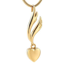 Load image into Gallery viewer, Heart &amp; Angel Wing Cremation Urn Necklace