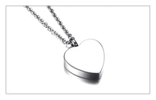 Load image into Gallery viewer, Heart Shaped Cremation Urn Necklace Engraved With Roses &amp; "Always In My Heart"