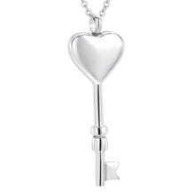 Load image into Gallery viewer, Heart Shaped Key Cremation Urn Necklace