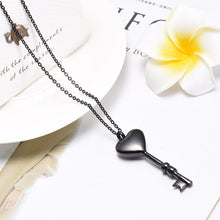 Load image into Gallery viewer, Heart Shaped Key Cremation Urn Necklace