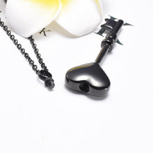 Load image into Gallery viewer, Heart Shaped Key Cremation Urn Necklace