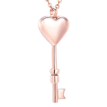 Load image into Gallery viewer, Heart Shaped Key Cremation Urn Necklace