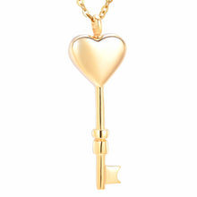 Load image into Gallery viewer, Heart Shaped Key Cremation Urn Necklace