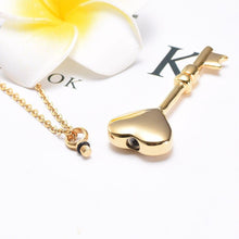 Load image into Gallery viewer, Heart Shaped Key Cremation Urn Necklace