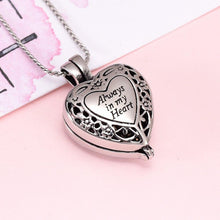 Load image into Gallery viewer, Heart Shaped Locket "Always In My Heart" Cremation Urn Necklace