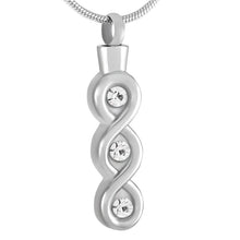 Load image into Gallery viewer, Infinity Gemstone Cremation Urn Necklace With Rhinestones