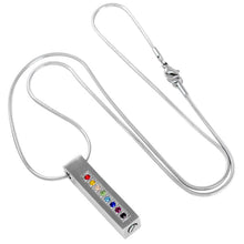 Load image into Gallery viewer, LGBTQ+ Pride Rainbow Rhinestone Bar Cremation Jewelry Necklace